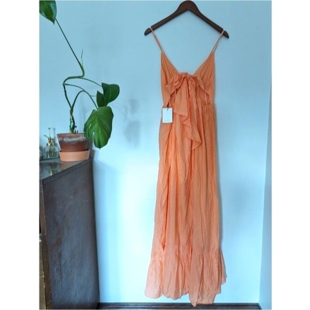 Mable Stella Orange Maxi A-Line Tie Back Dress - Picture 9 of 15